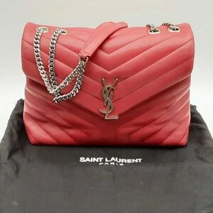 Yves Saint Laurent Loulou Matelasse Chevron Red Leather Shoulder Bag Do0324exzde